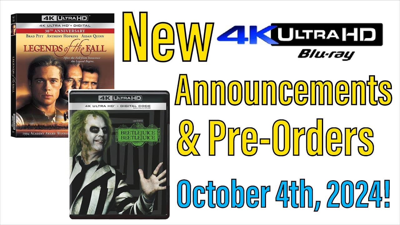 New 4K UHD Blu-ray Announcements & Pre-Orders for October 4th, 2024!
